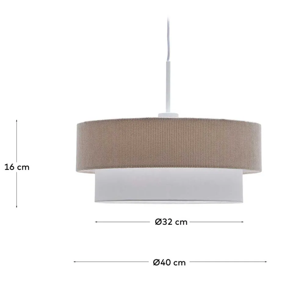 Retro Pendelleuchte in Beige Cord - Emirello