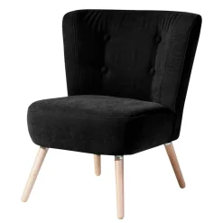 Retro Polstersessel in Schwarz Velours - Adaliz