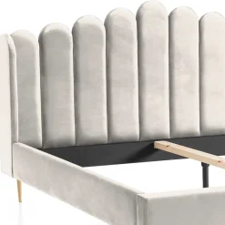 Retro Samtbett in Beige - Curomma