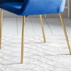 Retro Samtstühle in Blau & Gold - Angora (2er Set)