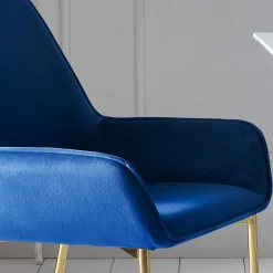 Retro Samtstühle in Blau & Gold - Angora (2er Set)