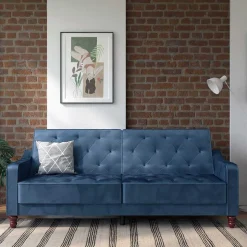 Retro Schlafsofa in Blau und Nussbaum Braun - Ziovarica