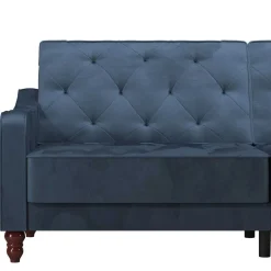 Retro Schlafsofa in Blau und Nussbaum Braun - Ziovarica