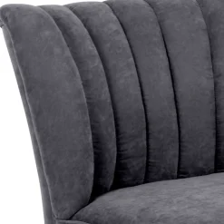 Retro Style Sessel in Anthrazit Velours - Valentino