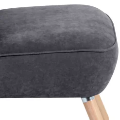 Retro Style Sessel in Anthrazit Velours - Valentino