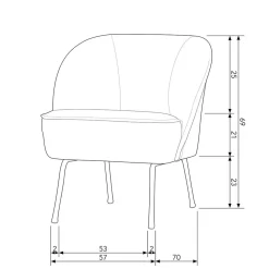 Retro Style Sessel in Khaki Samtbezug - Cuba