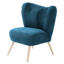 Retro Style Wohnzimmersessel in Petrol Velours - Etura