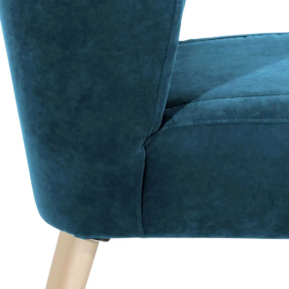 Retro Style Wohnzimmersessel in Petrol Velours - Etura