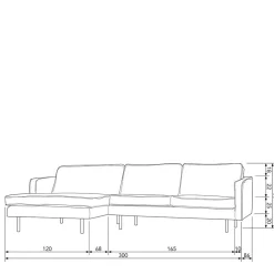 Retro Velvet Ecksofa in Taupe - Museo