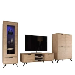 Retro Wohnwand im Eiche Dekor - Rodonda (dreiteilig)