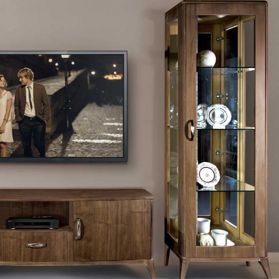 Retro Wohnwandd in Nussbaum - Gralaz (dreiteilig)