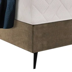 Retrodesign Boxspringbett in Beige Velours - Hannah