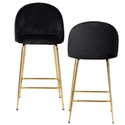 Retrostyle Barstuhl in Schwarz und Gold - Chiosma (2er Set)