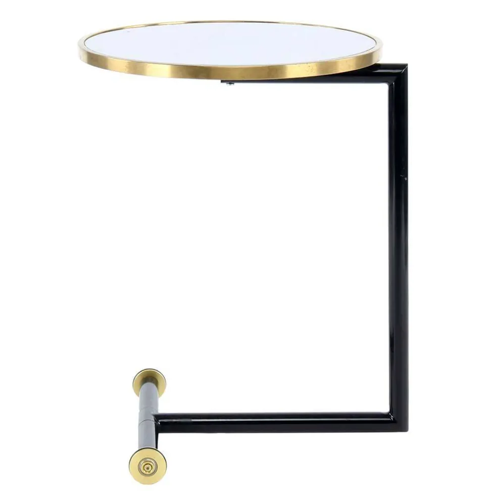 Rollbarer Anstelltisch in Weiß & Gold & Schwarz - Tonnato