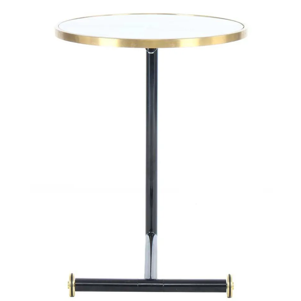 Rollbarer Anstelltisch in Weiß & Gold & Schwarz - Tonnato