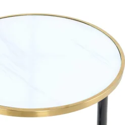 Rollbarer Anstelltisch in Weiß & Gold & Schwarz - Tonnato