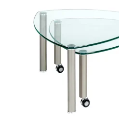 Rollbarer Couchtisch Gero mit 2 Glasplatten