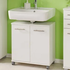 Rollbarer Waschbeckenunterschrank in Weiß - Amassa