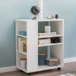 Rollbares Regal in Weiß beschichtet - Arletta