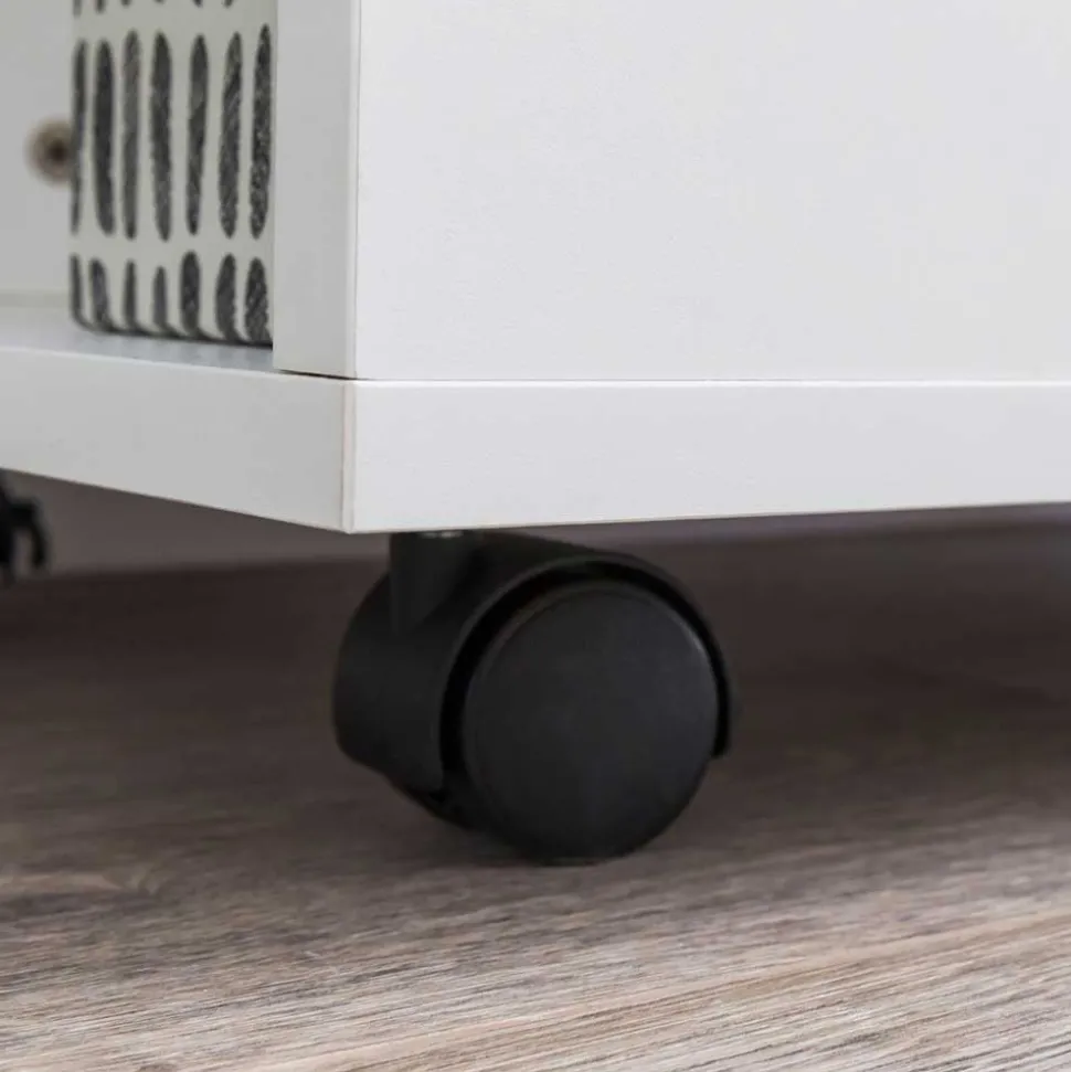 Rollbares Regal in Weiß beschichtet - Arletta