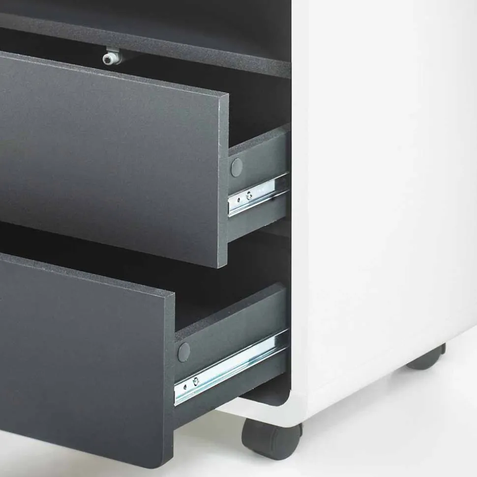 Rollcontainer Mondsieur in Weiß Anthrazit