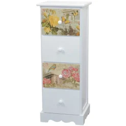 Romantische Hochkommode in Weiß mit Blumen - Dualko