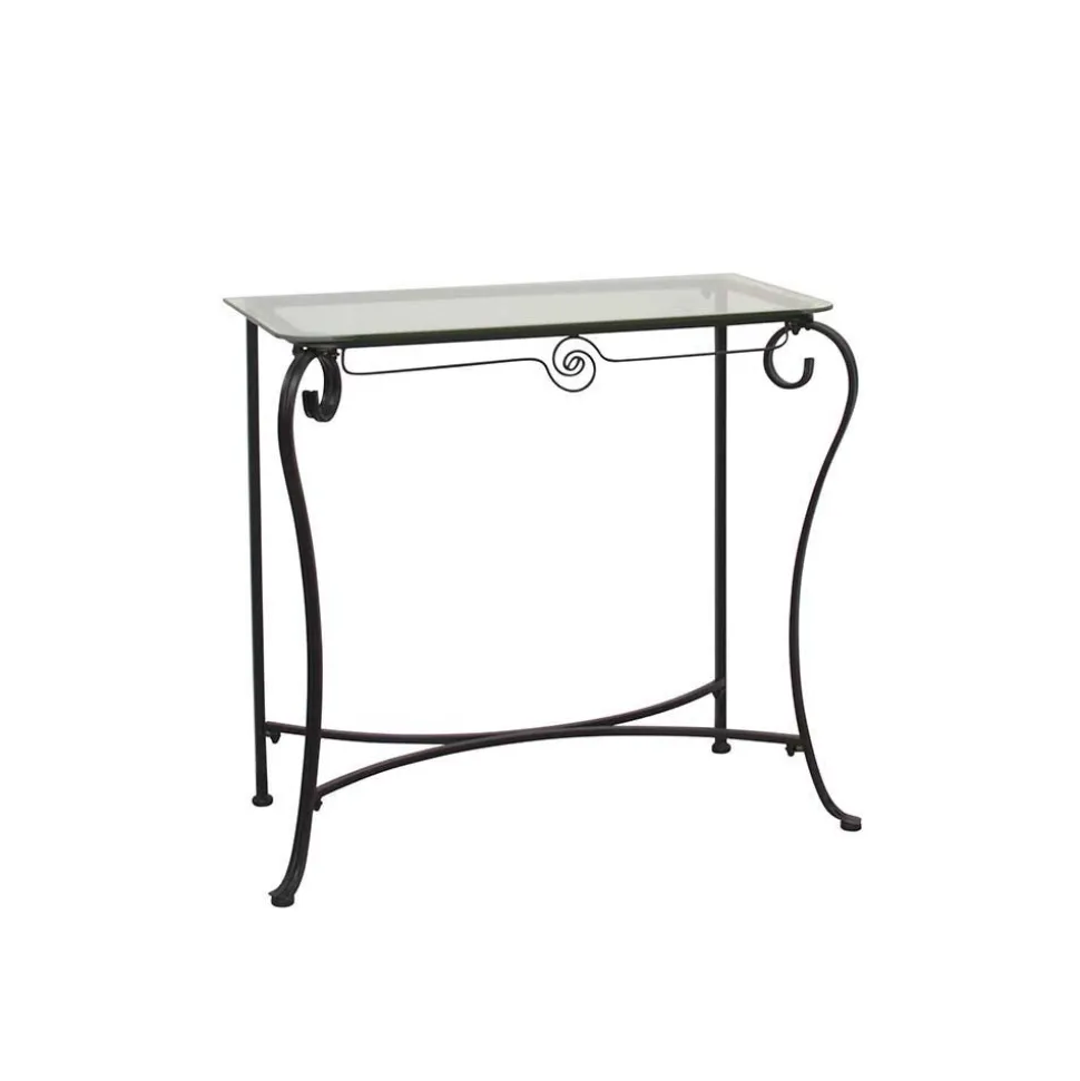 Romantischer Metall Konsolentisch Cizio mit Glasplatte