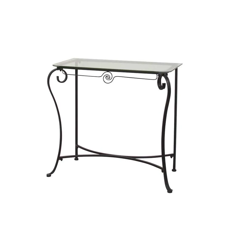 Romantischer Metall Konsolentisch Cizio mit Glasplatte