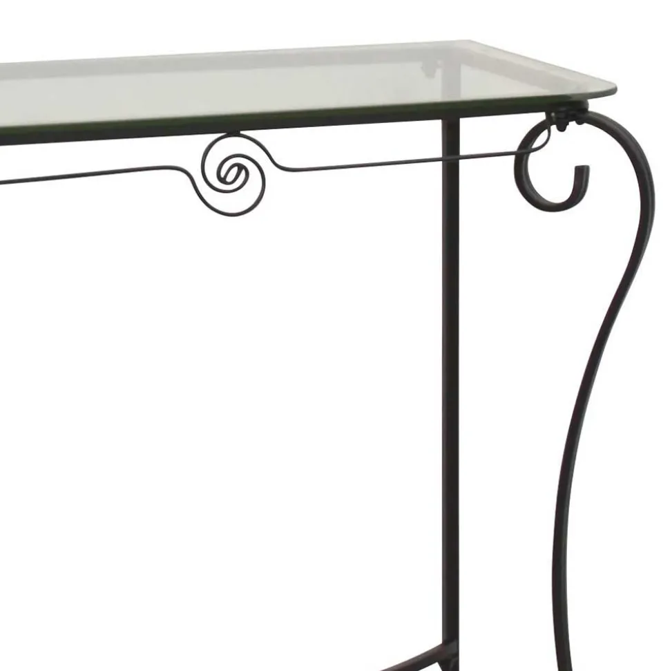 Romantischer Metall Konsolentisch Cizio mit Glasplatte