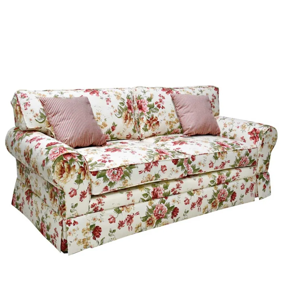 Romantisches Landhaus Sofa mit Blumen Stoff - Telik