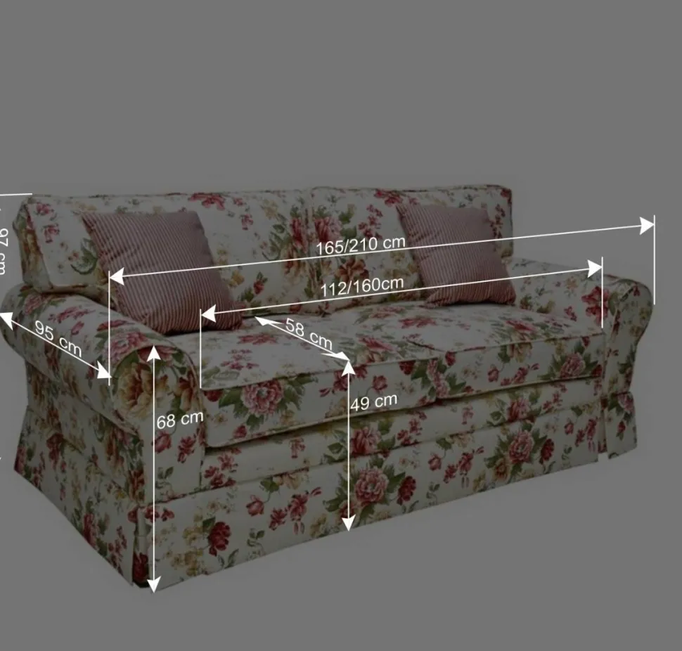 Romantisches Landhaus Sofa mit Blumen Stoff - Telik