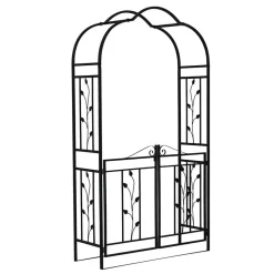 Rosenbogen mit Tor in Schwarz - Trado