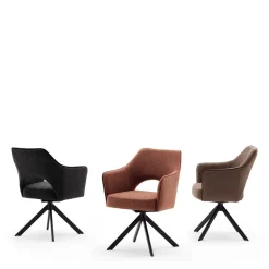 Rostbrauner Polsterstuhl mit Armlehnen - Vlacoma (2er Set)