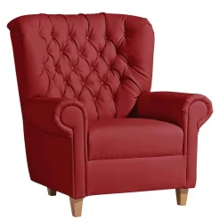 Roter Kunstleder Sessel im Chesterfield Look - Swan