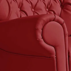 Roter Kunstleder Sessel im Chesterfield Look - Swan
