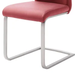 Roter Schwingstuhl Kunstleder Cajonara mit Fuß aus Edelstahl (4er Set)