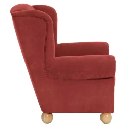 Roter Sessel mit Ohren aus Velours - Jamey