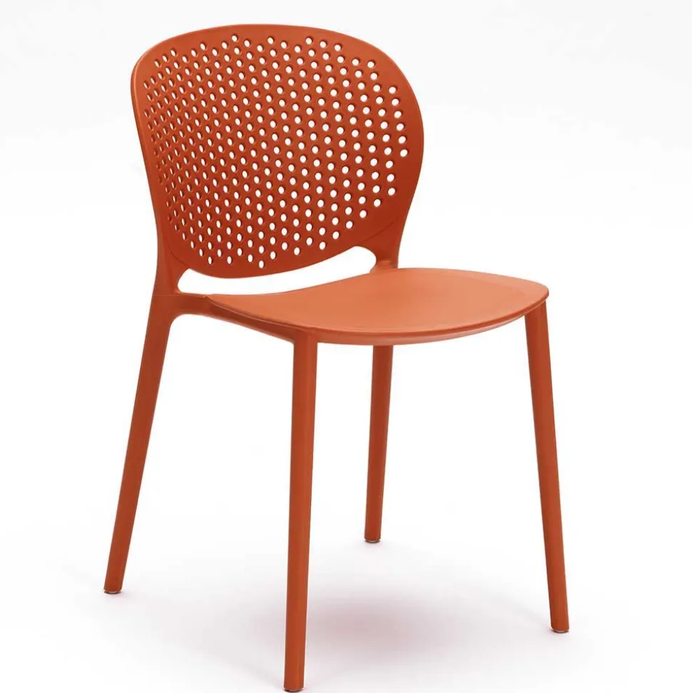 Roter Stuhl aus Kunststoff Fenturam stapelbar (4er Set)