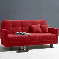 Rotes Schlafsofa mit Flachgewebe Bezug - Singuaro