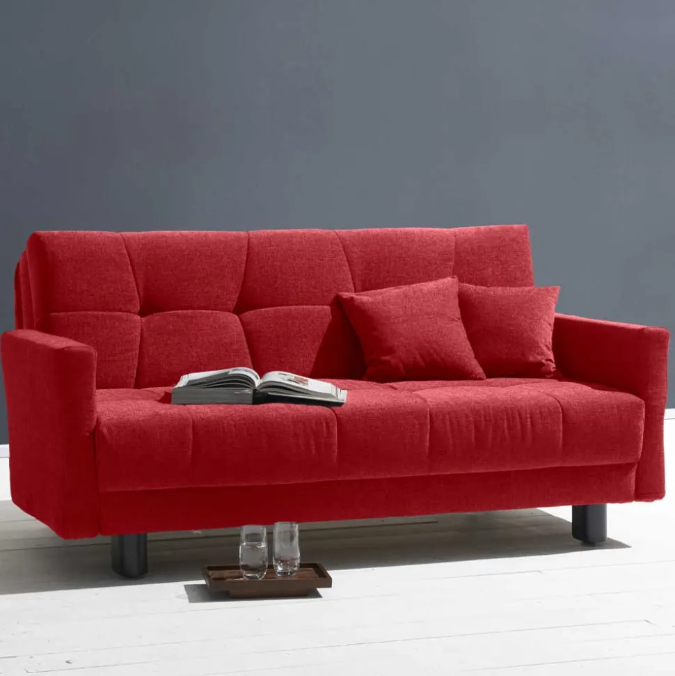 Rotes Schlafsofa mit Flachgewebe Bezug - Singuaro