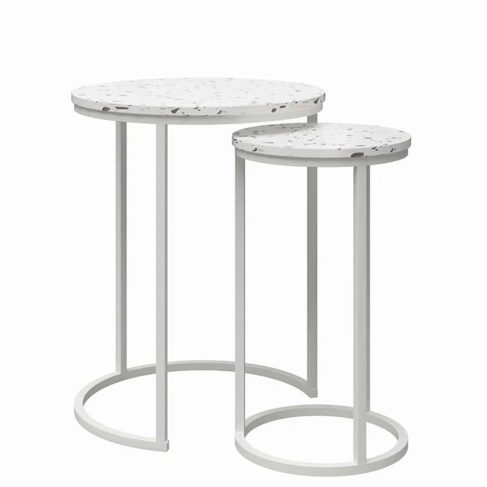 Runde Beistelltische in Terrazzo Optik - Genns (zweiteilig)