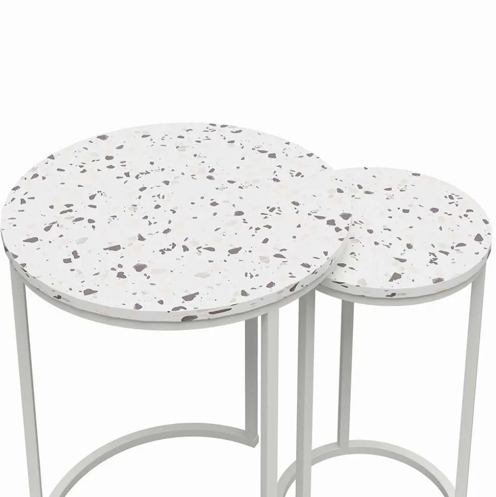 Runde Beistelltische in Terrazzo Optik - Genns (zweiteilig)