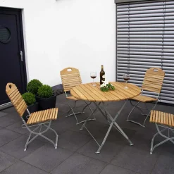 Runde Biergarten Garnitur Set - Sebastianna (fünfteilig)