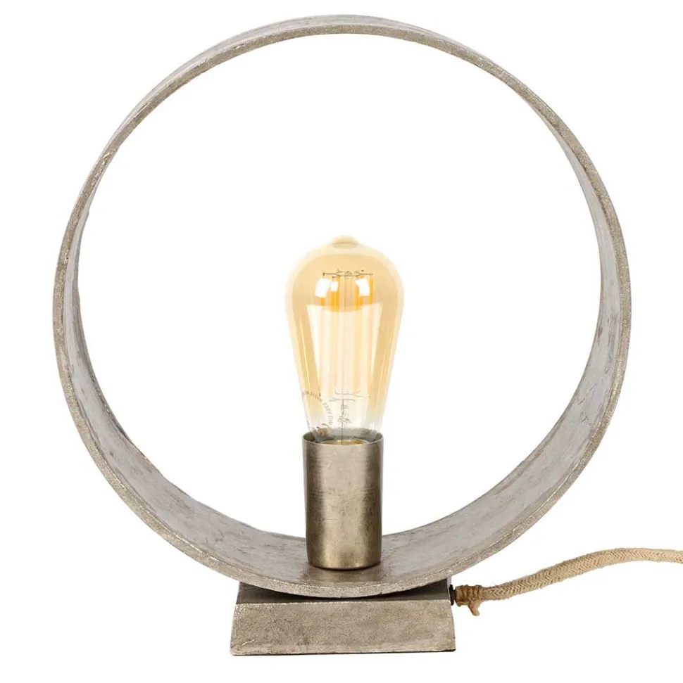Runde Industrial Tischleuchte in Nickelfarben - Ayero