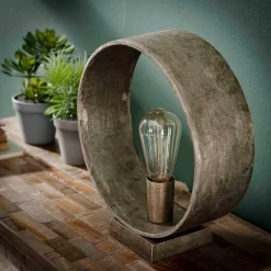 Runde Industrial Tischleuchte in Nickelfarben - Ayero