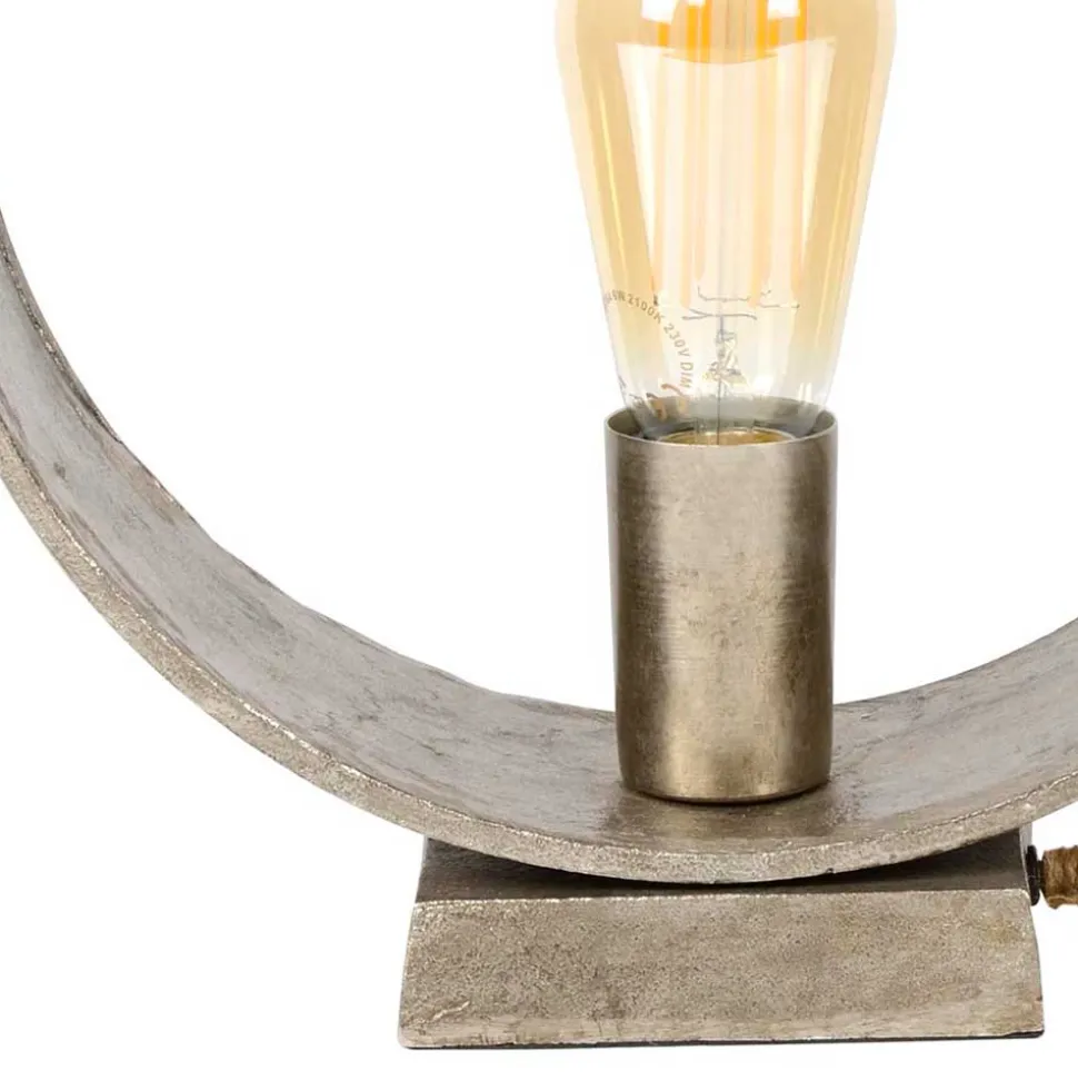 Runde Industrial Tischleuchte in Nickelfarben - Ayero