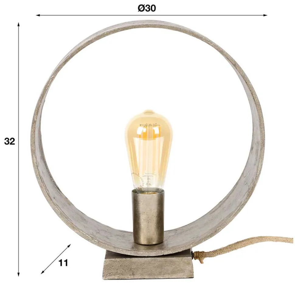 Runde Industrial Tischleuchte in Nickelfarben - Ayero