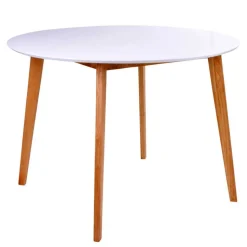 Runde Scandi Essgruppe in Weiß - Alberello (fünfteilig)