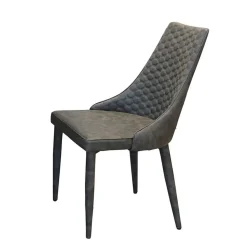 Runde Tischgruppe Woodstock mit Kunstleder Polsterstühlen Grau (fünfteilig)