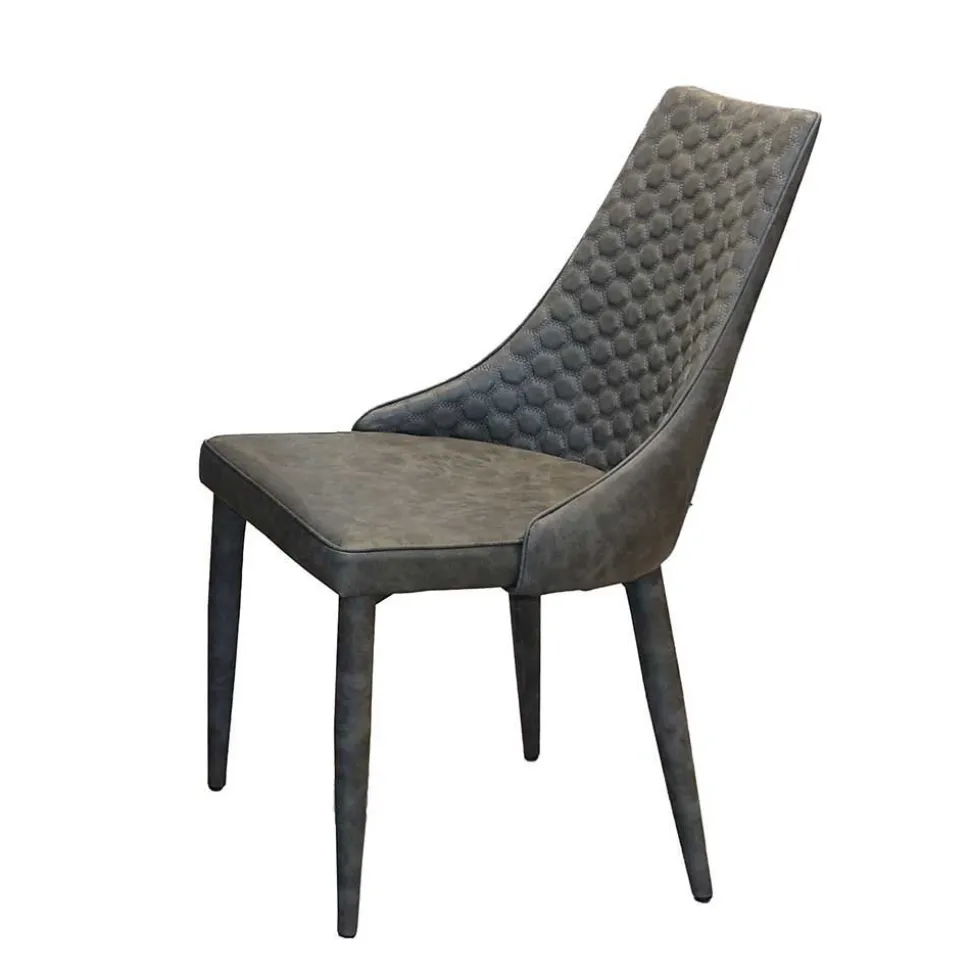 Runde Tischgruppe Woodstock mit Kunstleder Polsterstühlen Grau (fünfteilig)